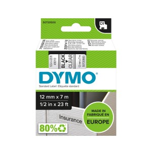 DYMO D1 lente 12 mm x 7 m / melna uz caurspīdīga (45010 / S0720500) - S0720500