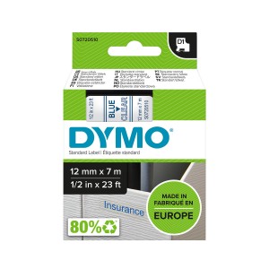 DYMO D1 lente 12 mm x 7 m / zila uz caurspīdīga (45011 / S0720510) - S0720510
