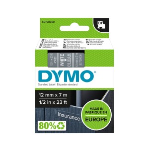 DYMO D1 lente 12 mm x 7 m / balta uz caurspīdīga (45020 / S0720600) - S0720600