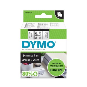 DYMO D1 lente 9 mm x 7 m / melna uz caurspīdīga (40910 / S0720670) - S0720670