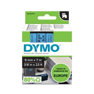 DYMO D1 lente 9 mm x 7 m / melna uz zila (40916 / S0720710) - S0720710