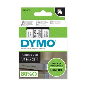 DYMO D1 lente 6 mm x 7 m / melna uz caurspīdīga (43610 / S0720770) - S0720770