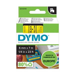 DYMO D1 lente 6 mm x 7 m / melna uz dzeltena (43618 / S0720790) - S0720790