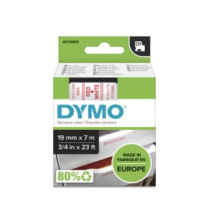 DYMO D1 lente 19 mm x 7 m / sarkana uz balta (45805 / S0720850) - S0720850