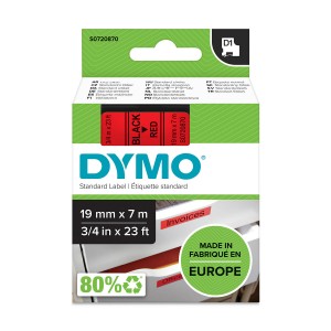 DYMO D1 lente 19 mm x 7 m / melna uz sarkana (45807 / S0720870) - S0720870