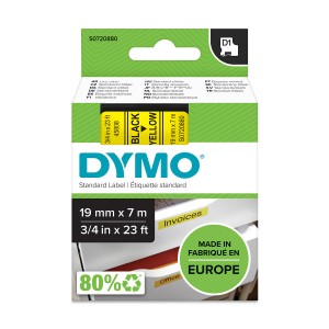 DYMO D1 lente 19 mm x 7 m / melna uz dzeltena (45808 / S0720880) - S0720880