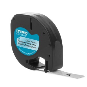 DYMO LetraTag plastmasas lente 12 mm x 4 m / melna uz caurspīdīga (S0721540)