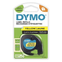 DYMO LetraTag plastmasas lente 12mm x 4m / melna uz dzeltena (S0721570 / S0721620) - 10 gab.