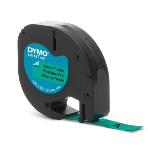 DYMO LetraTag plastmasas lente 12 mm x 4 m / melna uz zaļas krāsas (S0721590)