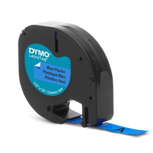 DYMO LetraTag plastmasas lente 12 mm x 4 m / melna uz zila (S0721600)