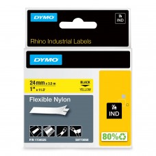 DYMO Rhino neilona lente elastīga 24mm x 3,5m / melna uz dzeltena / elastīga (1734525)