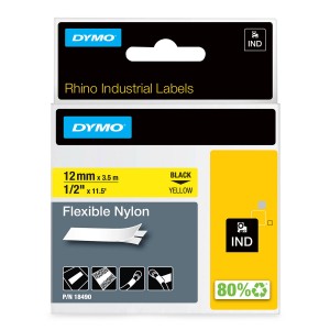DYMO Rhino Nylon Tape 12mm x 3,5m / melna uz dzeltena (18490) - 18490