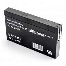 Multipower MP2-12SL NP2-12 12V 2Ah AGM akumulators bez apkopes