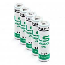 5 x litija akumulators SAFT LS14500, LS 14500 3,6V 2600mAh Li-SOCl2 AA, SL-360, SL-760, TL-4903, XL-060F, ER6V, ER1505S, SB-11AA
