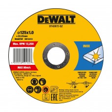 DeWalt plāns ātri griezams nerūsējošā tērauda disks 125X1X22,23 mm - 10 gab. DT43972-QZ
