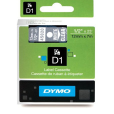 DYMO D1 Lente 12mm x 7m / balts uz caurspīdīgas (45020 / S0720600)