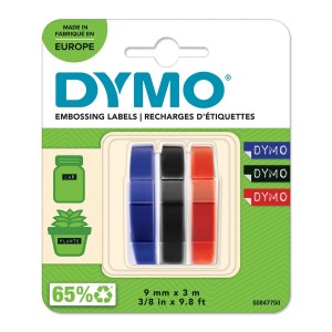 DYMO 3D lentes mehāniskajiem uzlīmju printeriem 9 mm x 3 m / sarkans/zils/melns (S0847750) - S0847750