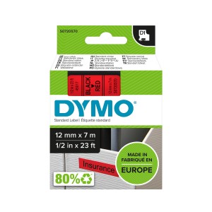 DYMO D1 lente 12 mm x 7 m / melna uz sarkana (45017 / S0720570) - S0720570