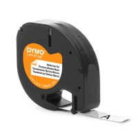 DYMO LetraTag uzgludināma lente 12mm x 2m / melns uz balta (S0718850) - apģērbu marķēšanai