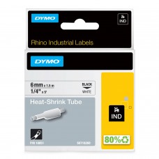 DYMO Rhino Thermal caurule 6 mm x 1,5 m / melns uz balta (18051)