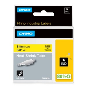 DYMO Rhino Thermal caurule 9 mm x 1,5 m / melna uz dzeltena (18054) - 18054