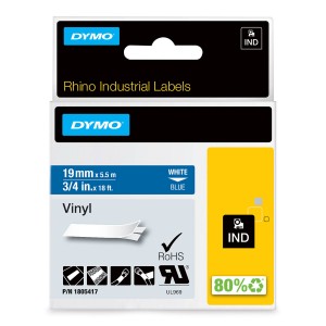 DYMO Rhino vinila lente 19 mm x 5,5 m / balta uz zila (1805417) - 1805417