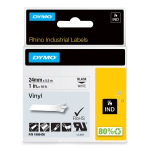 DYMO Rhino vinila lente 24 mm x 5,5 m / melns uz balta (1805430) - 1805430