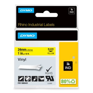 DYMO Rhino vinila lente 24 mm x 5,5 m / melna uz dzeltena (1805431) - 1805431