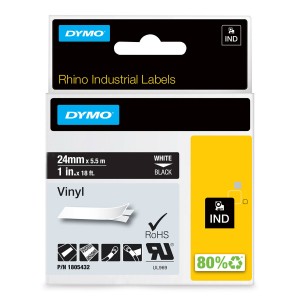 DYMO Rhino vinila lente 24 mm x 5,5 m / balta uz melna (1805432) - 1805432