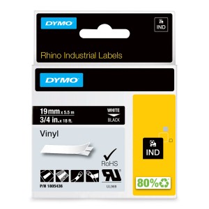 DYMO Rhino vinila lente 19 mm x 5,5 m / balta uz melna (1805436) - 1805436