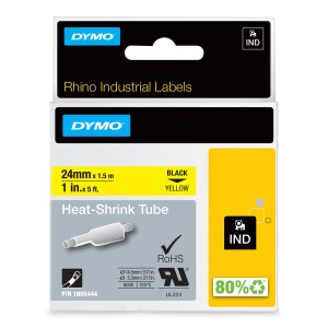 DYMO Rhino Thermal caurule 24 mm x 1,5 m / melna uz dzeltena (1805444) - 1805444