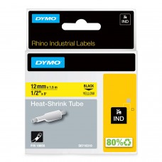 DYMO Rhino Thermal caurule 12 mm x 1,5 m / melns uz dzeltena (18056)