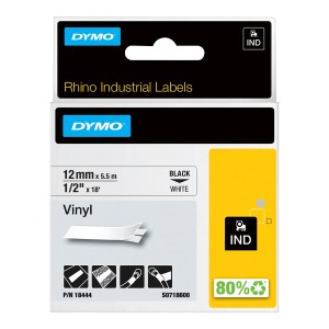 DYMO Rhino vinila lente 12 mm x 5,5 m / melns uz balta (18444) - 18444