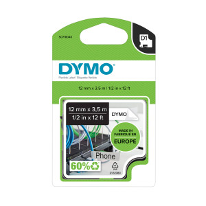 DYMO D1 izturīga neilona lente 12 mm x 3,5 m / melna uz balta (S0718040 / 16957) - S0718050