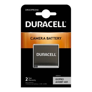 Bateria Duracell DRGOPROH4 3,8V 1160mAh Li-Ion - GoPro Hero 4, AHDBT-401, melns, sudraba krāsā