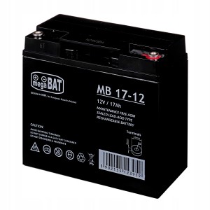 AGM MegaBat 17-12 akumulators, 12 V, 17 Ah, paredzēts signalizācijai, UPS, kases aparātiem un videonovērošanai