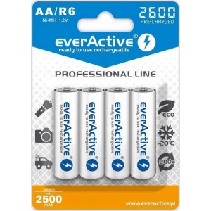 Uzlādējamas Baterijas AA / R06 everActive NiMH 1,2V 2600 mAh ready to use 4B