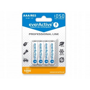 Uzlādējamas Baterijas AAA / R03 everActive NiMH 1,2V 1050 mAh ready to use 4B