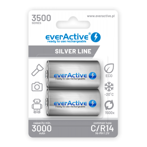 Uzlādējamas Akumulatorss everActive R14 / C NiMH 1,2V 3500 mAh gatavs lietošanai 2B