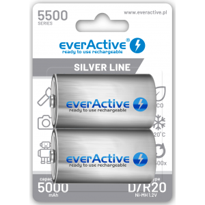 Uzlādējamas Akumulatorss everActive R20 / D NiMH 1,2V 5500 mAh gatavs lietošanai 2B