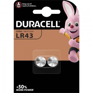 Sārmu baterija Duracell LR43, AG12, 186, V12GA, L1142, RW84, D186 1,5 V 2B 2B