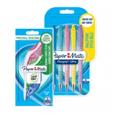 Paper Mate komplekts: 5 zilas InkJoy pildspalvas un 3 korekcijas lentes