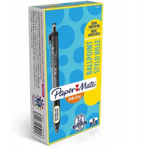 Paper Mate InkJoy 300RT Melnas lodīšu pildspalvas 12 gab - S0959910