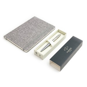 Parker Jotter XL Alexandra Matte Grey Lodīšu pildspalva ar pelēku A5 piezīmju grāmatiņu