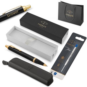 Parker IM Black GT lodīšu pildspalva ar gravējumu + futrālis un pildījums / Dāvana skolēnam/studentu