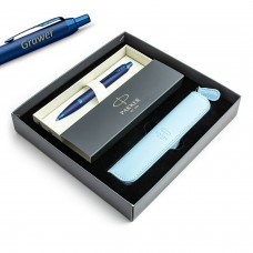 Parker IM Monochrome Blue pildspalva ar gravējumu / futrālis / dāvanu komplekts