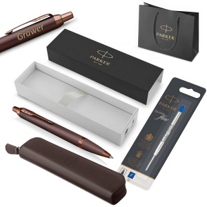 Parker IM Professionals Monochrome Burgundy lodīšu pildspalva + futrālis, rezerves pildījums, somiņa – dāvana skolotājam