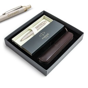 Parker IM Professionals Monochrome Champagne lodīšu pildspalva ar gravējumu / futrālis / dāvanu komplekts