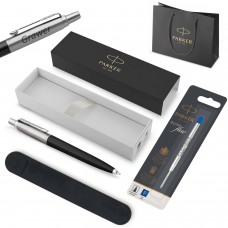 Parker Jotter Originals Black lodīšu pildspalva ar futrāli + pildījums maisiņā / Dāvana skolēnam/studentam ar gravējumu