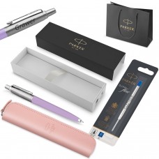 Parker Jotter Originals lodīšu pildspalva, lilijas krāsā + etuārs un pildījums / Dāvana skolēnam/studentam ar gravējumu